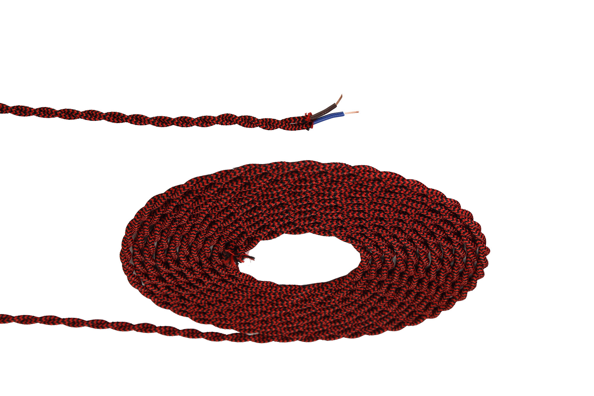 D0544  Cavo 1m Red/Black Braided Twisted 2 Core 0.75mm Cable